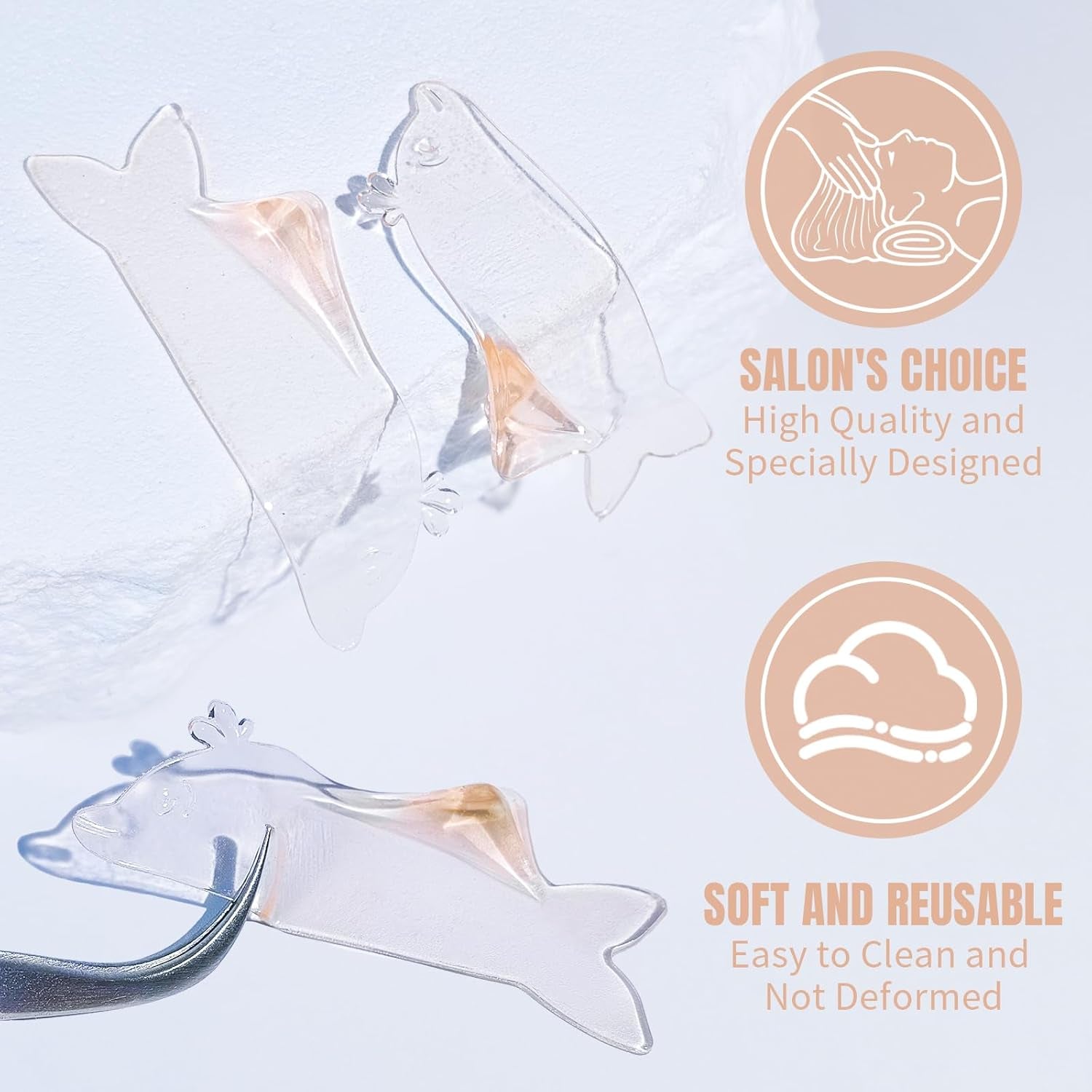 Flat Lash Lift Shields Korean Lash Lift Rods Glueless for NO.1 Perm Soften Eyelash Lift Pads Tools (Orange)