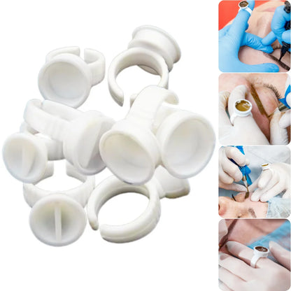 100Pcs Disposable Plastic Tattoo Microblading Ink Pigment Ring Cup Permanent Makeup Artists