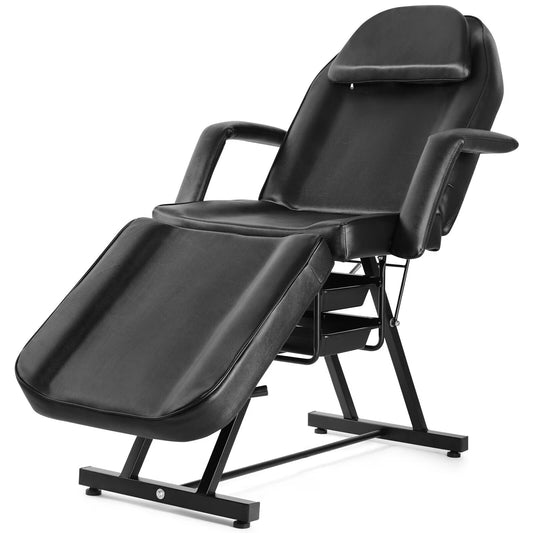 Recliner Massage Table Facial Lash Bed Salon Tattoo Chair with 2 Trays (White)