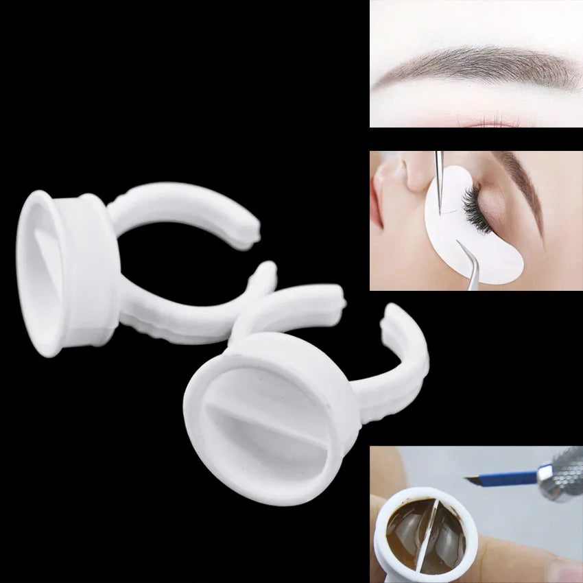 100Pcs Disposable Plastic Tattoo Microblading Ink Pigment Ring Cup Permanent Makeup Artists