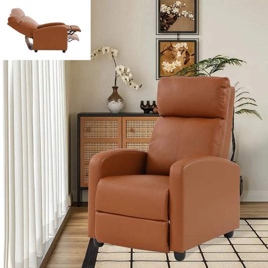 Recliner Chair for Living Room Home Theater Seating Single Reclining Sofa Lounge with Padded Seat Backrest (Tan)